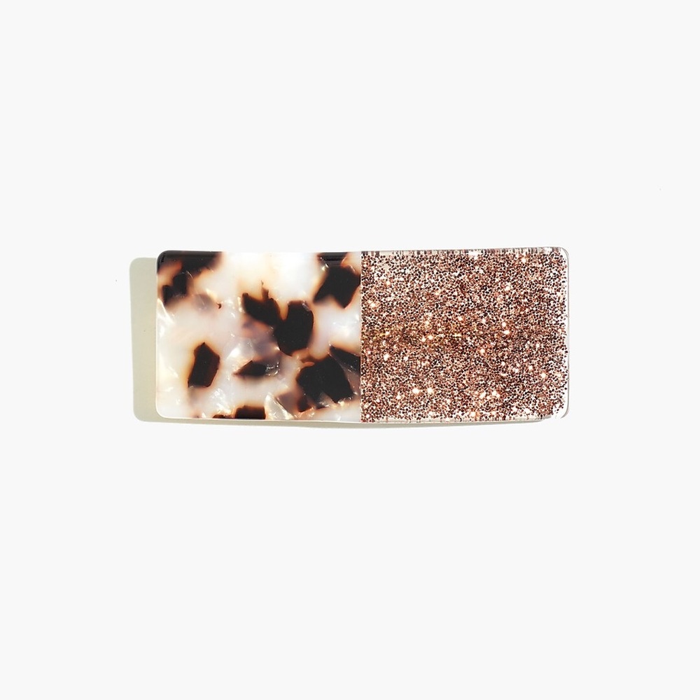 Madewell Colorblock Glitter Tortoiseshell Acrylic Barrette Tortoise Hair Clip